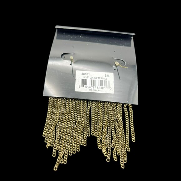 Vintage Cookie Lee Earrings Gold Tone Chandelier Waterfall Long Dangle‎ NEW - Picture 8 of 8